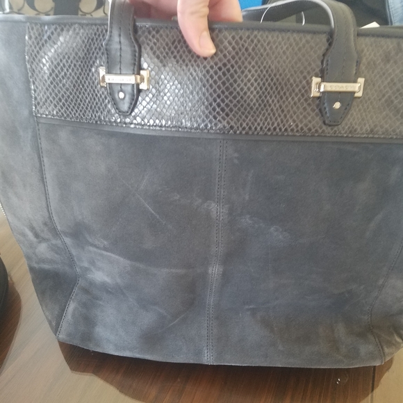New With Tag - Coach Gray Suede & Snake Purse - Picture 11 of 12